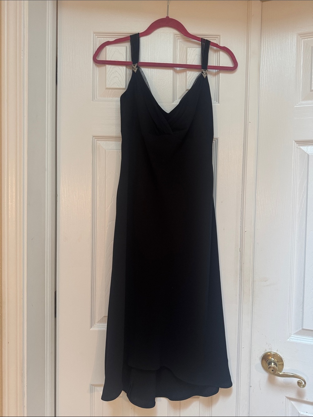 Evan Picone Black High-Low Slip Dress with Draped Cowl Neck